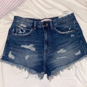 ZARA DISTRESSED DARK WASH JEANSHORTS